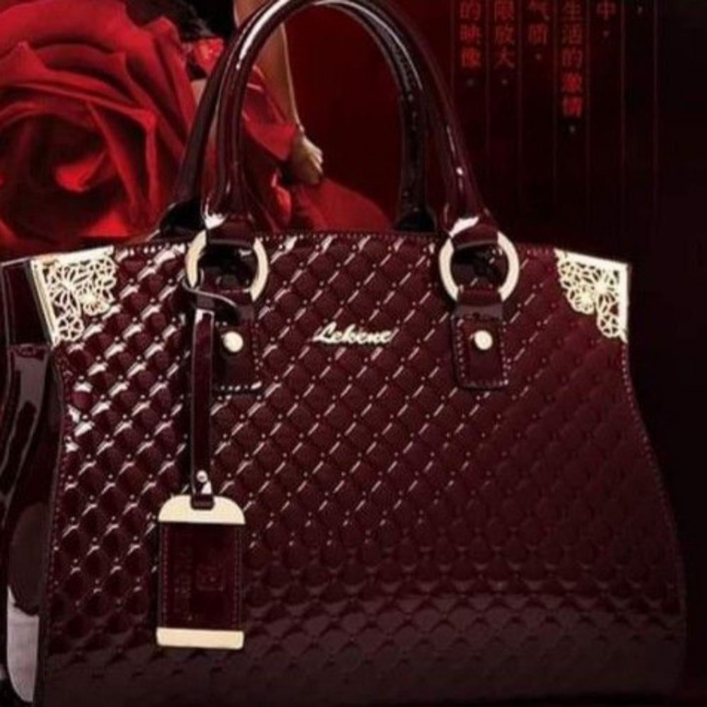 Burgundy Quilted Women's Bag
